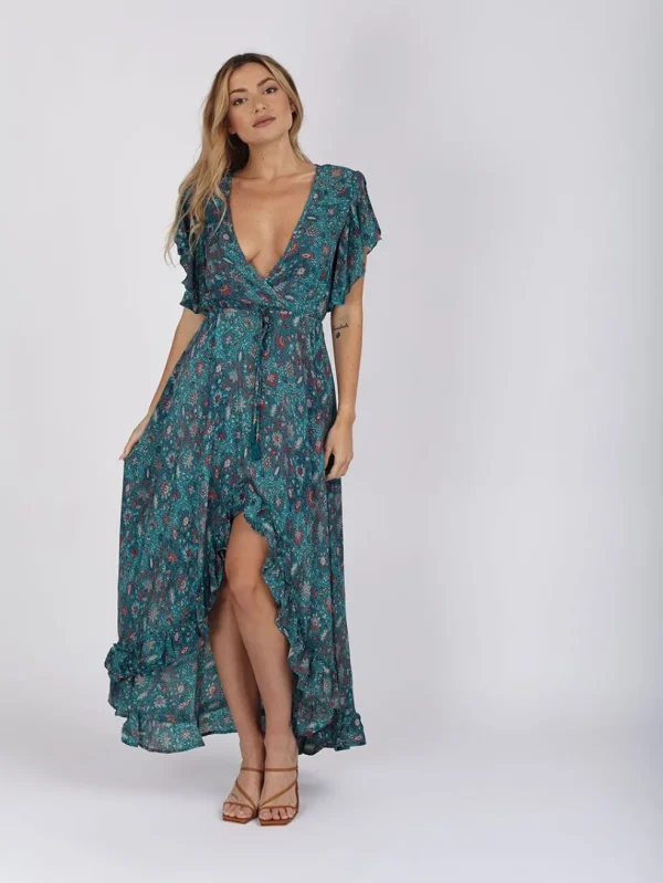 Vestito seta manica volant Midori